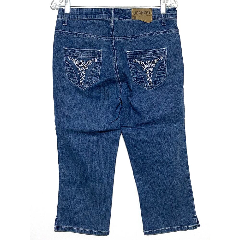 Jean Bay Embroidered Pockets Embellished Capri Jeans 8 Normcore Classic Casual